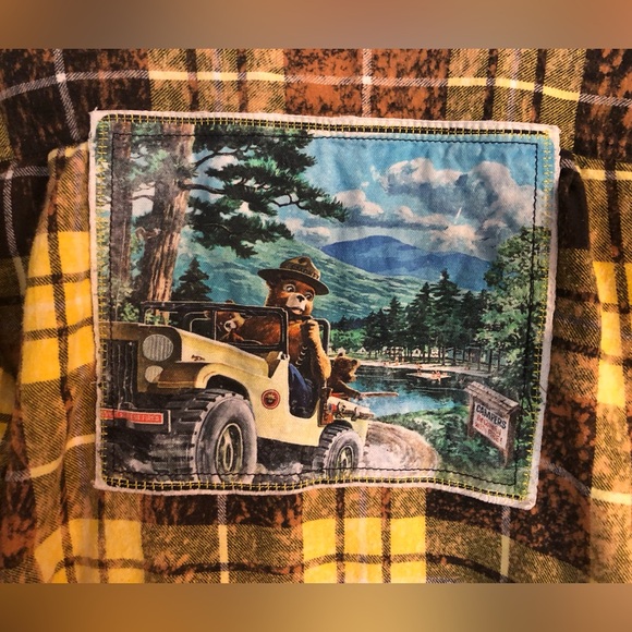 Smokey Bear Jeep Art Flannel Shirt - Picture 3 of 9